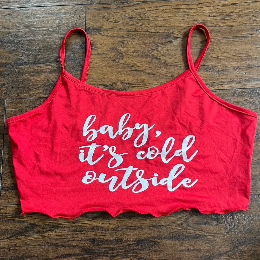Winter themed cropped tank, juniors size XL